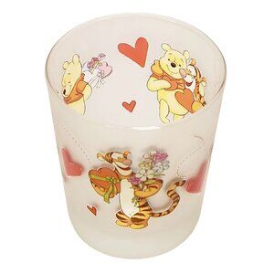 Winnie The Pooh Tigger Piglet VALENTINE'S DAY Frosted Glass Candle Holder 4.25"